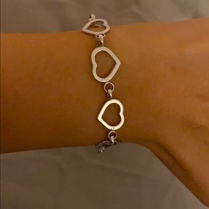 10k white gold heart bracelet